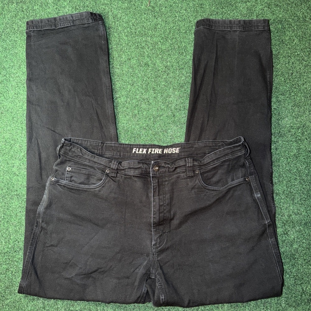 Duluth Trading Flex Fire Hose Pants Men 40x36 Black Workwear Stretch Relaxed Fit